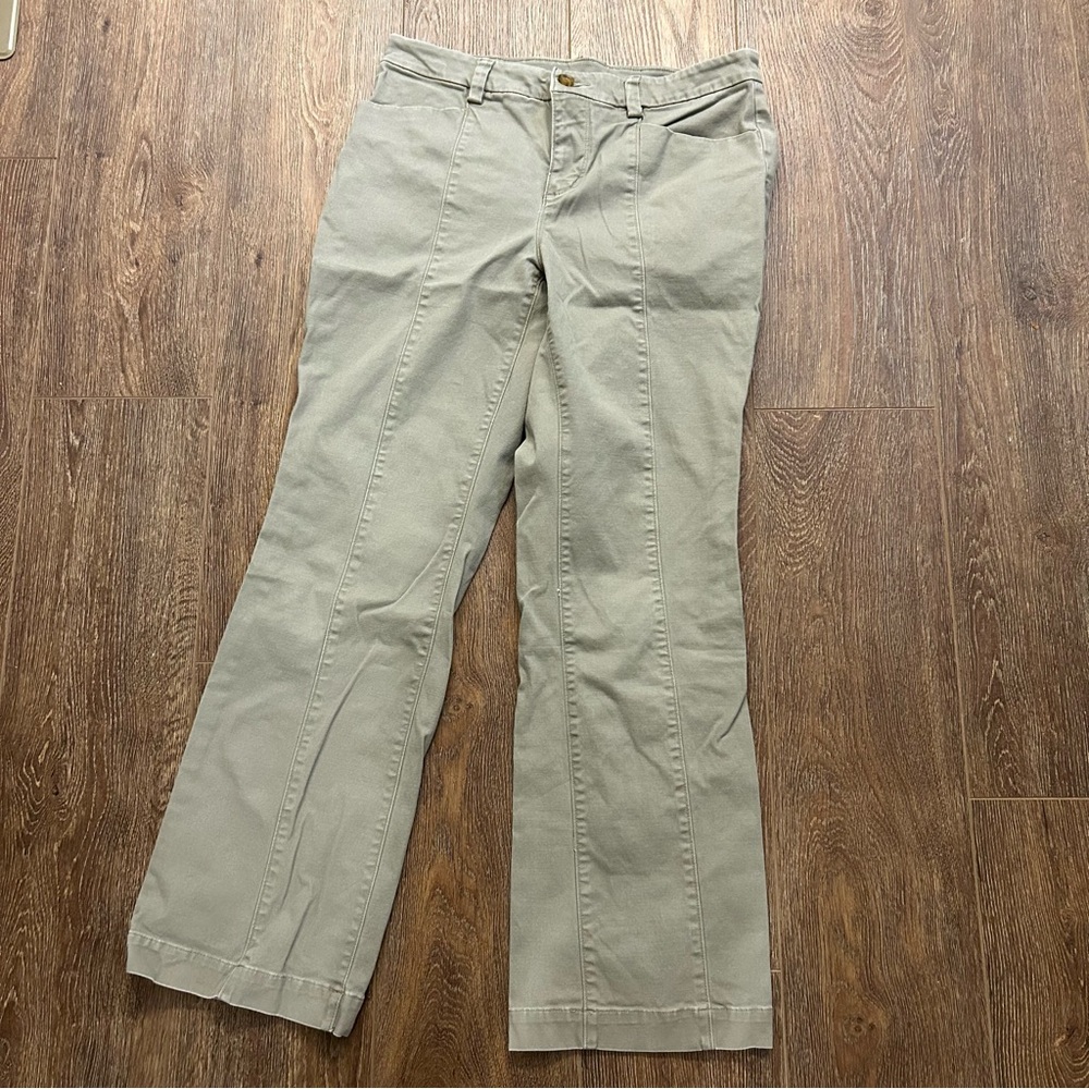 Duluth Trading Workday Warrior Chino Pants Women's 10 “Green” Stretch Slim Leg